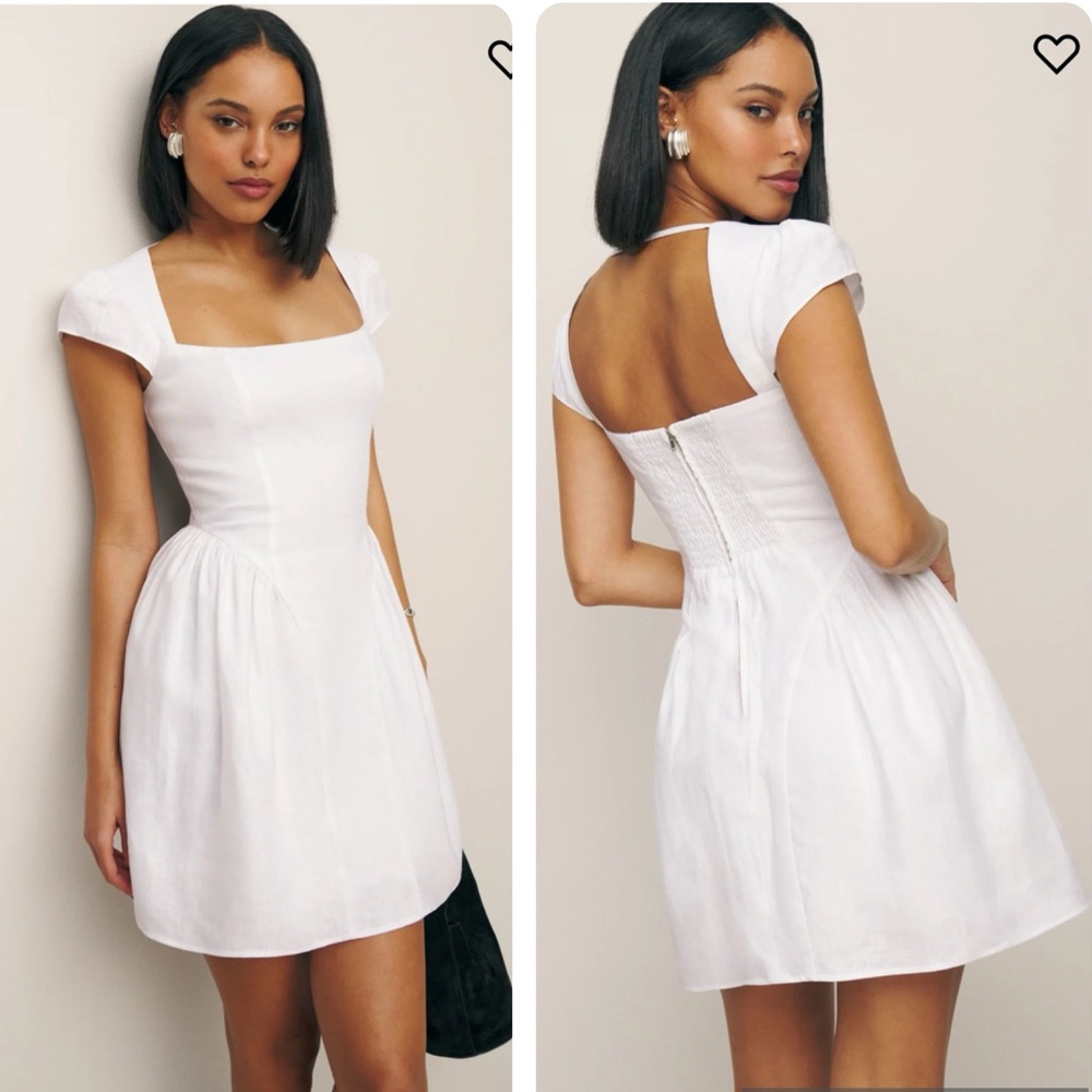 NEW Reformation Oaklyn Linen Dress - White
